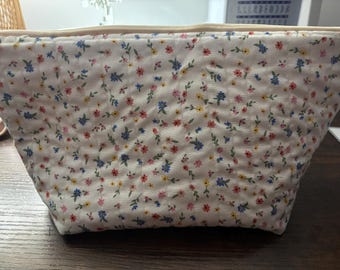 Neceser de viaje de algodón con estampado floral, bolsa de aseo.