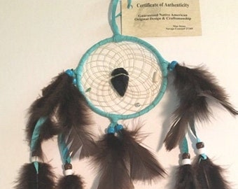 Fancy Turquoise Dream Catchers On Sale, Turquoise 4 Inch arrowhead dreamcatcher with certificate of authenticity