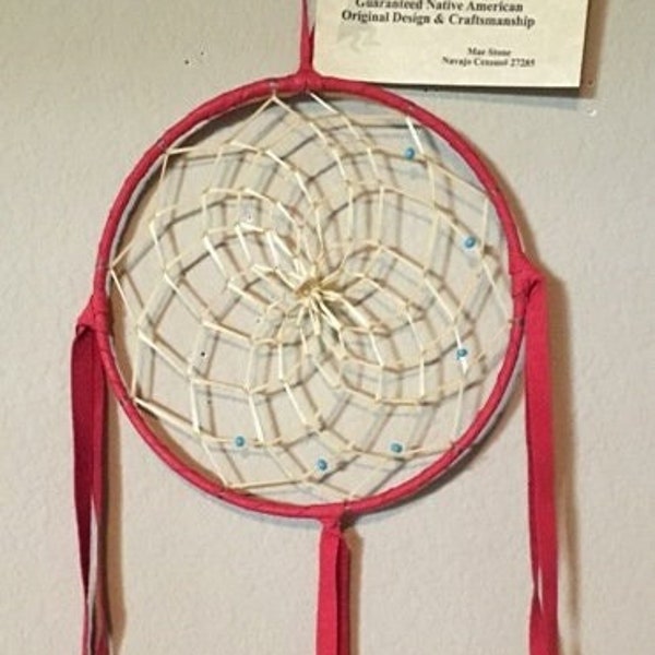 6 Inch Red Dreamcatcher 30% OFF, Native American Indian Dream Catchers with certificate of Authenticity