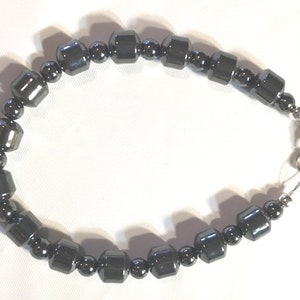 Men&#39;s Hematite Bracelet, Hematite Bead Bracelet for Men, Casual Barrel Bead Bracelet