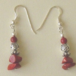 Red Jasper Nugget Earrings, Red Jasper Earrings with Sterling Silver Ear Wires