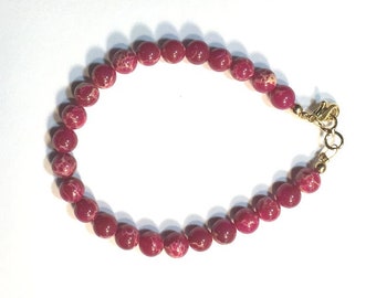 Red Bracelet, Gift for Women, Magenta Jasper Woman's Bracelet, Affordable Jasper Bracelet