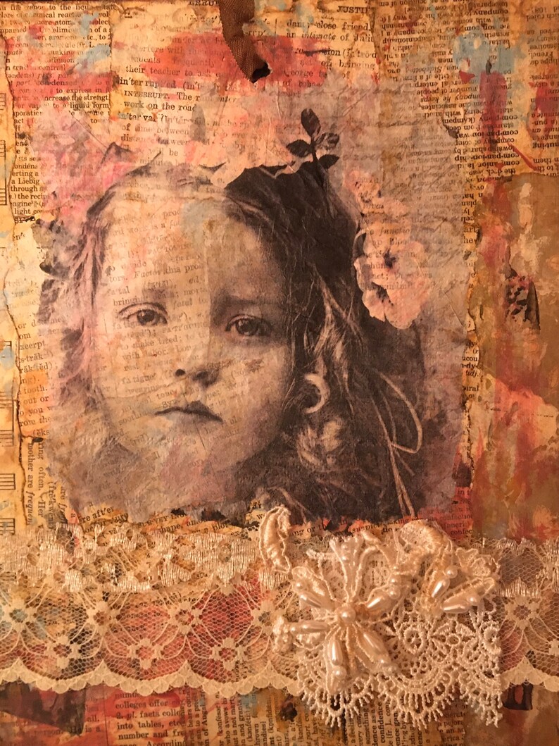 Decoupaged Wooden Plaque Vintage Girl Etsy