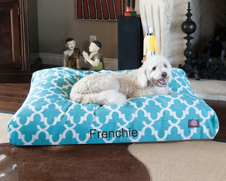 Personalized Rectangle Style Dog Bed Durable Bedding Supportive Cushion Custom Embroidered, Large Pet Bed, Small Dog Bed, Custom Pillow Bed image 1