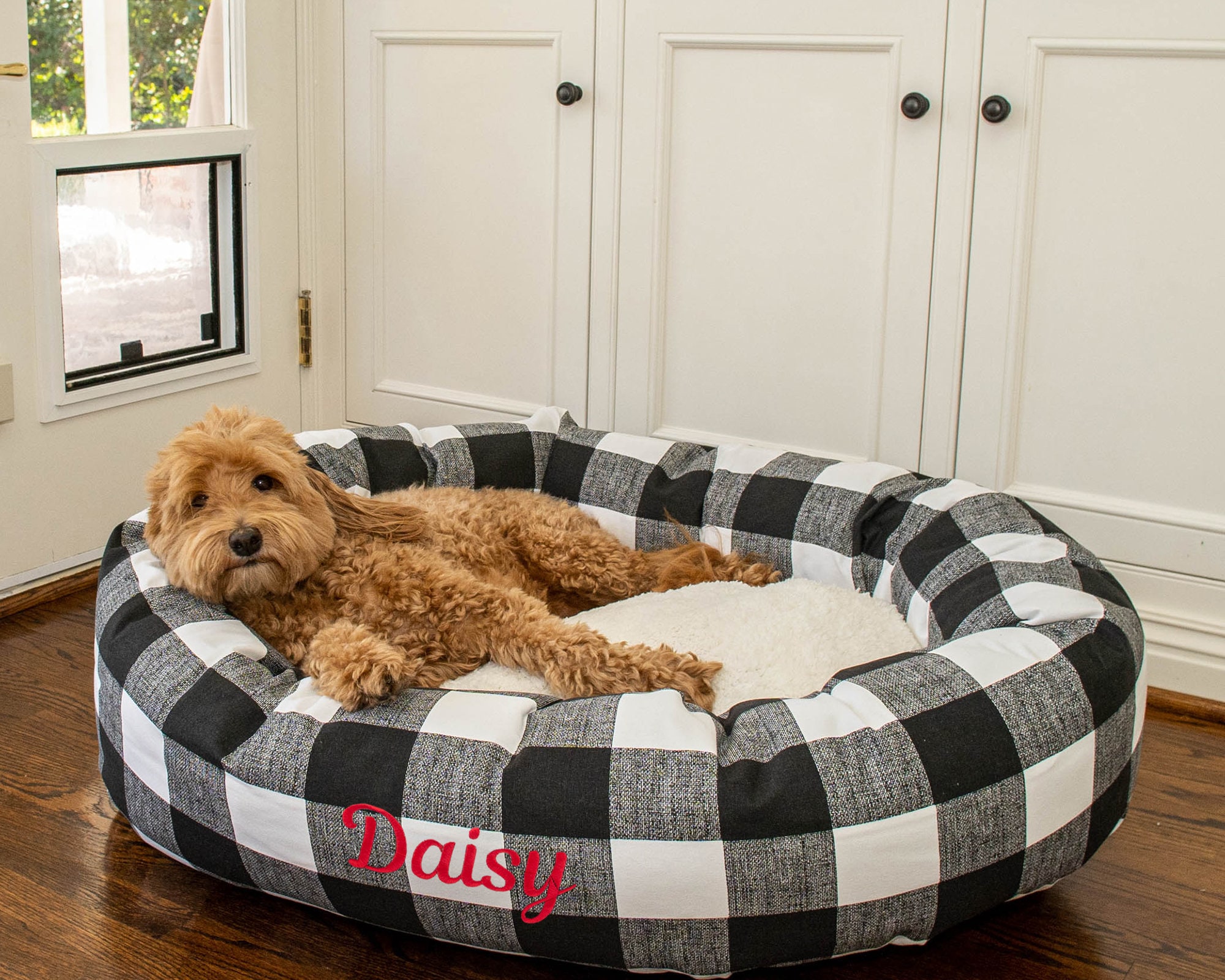 Personalized Bagel Style Dog Bed Durable Bedding Supportive Etsy