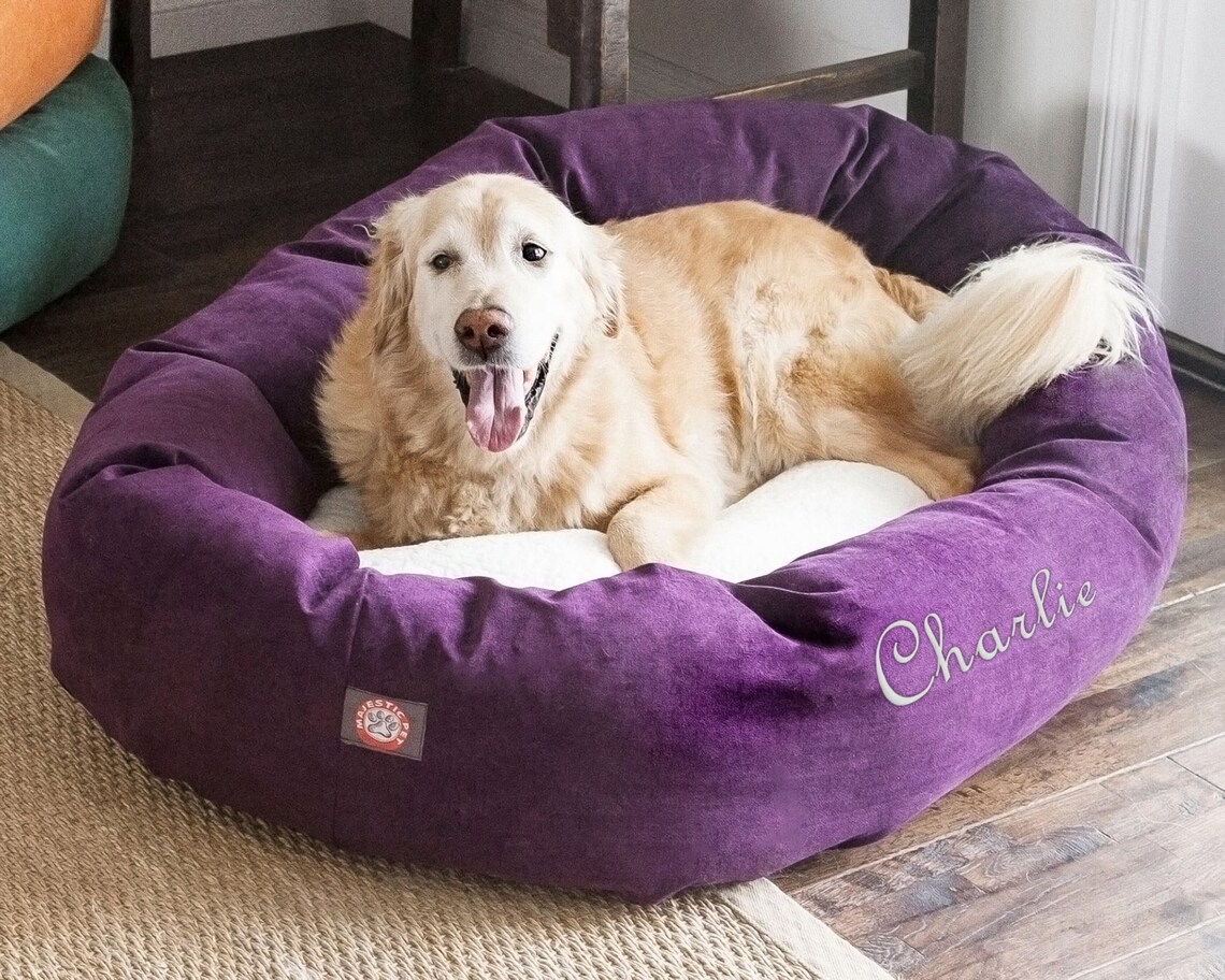 Personalized Sherpa Dog Bed Embroidery Dog Bed Large Dog Etsy