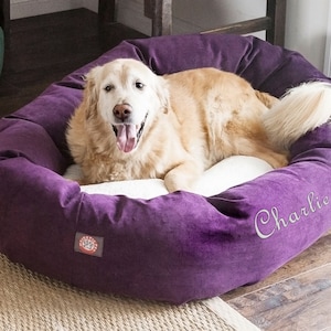 Personalized Sherpa Dog Bed, Embroidery Dog Bed, Large Dog Bed, Pet Furniture, Modern Dog Bed, Dog beds, Small Dog Bed, Custom Bagel Dog Bed