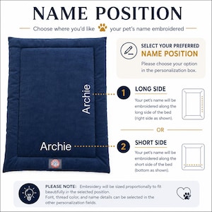 Personalized Dog Crate Mat – Custom Size, Embroidered Name, Washable Dog Bed, Custom Pet Bed for Crates & Kennels image 3