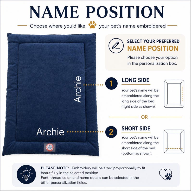 Personalized Dog Crate Mat – Custom Size, Embroidered Name, Washable Dog Bed, Custom Pet Bed for Crates & Kennels image 3