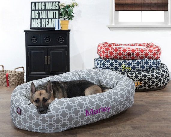 Personalized Links Sherpa Dog Bed Embroidery Dog Bed Large Dog