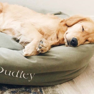 Personalized Bagel Style Dog Bed Durable Bedding Supportive Cushion Custom Embroidered Machine Washable image 6