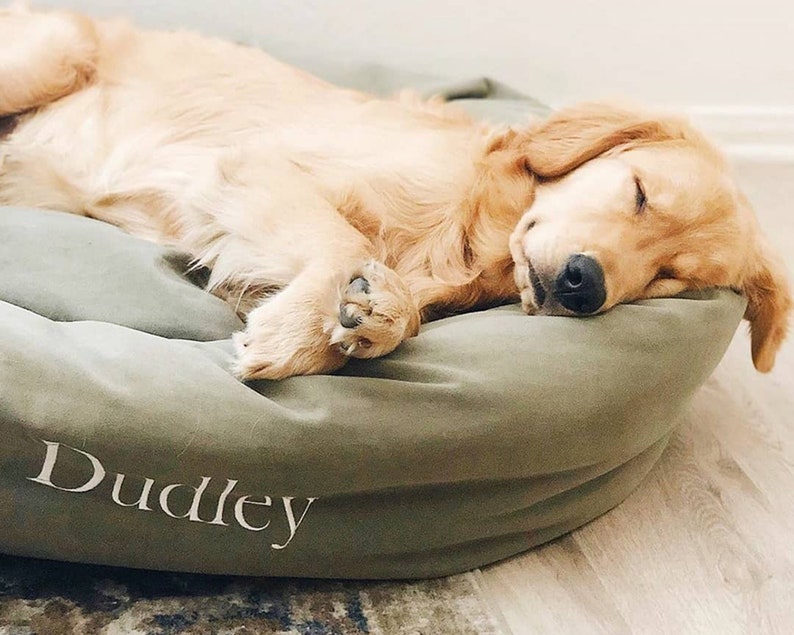 Personalized Bagel Style Dog Bed Durable Bedding Supportive Cushion Custom Embroidered Machine Washable image 6