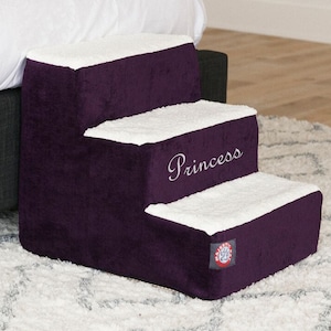 Personalized Pet Stairs Dog 3 Steps Durable Supportive Cushion Foam Custom Embroidered Dog Stairs Cat Pet Steps