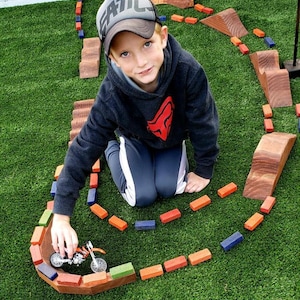 Big Motocross Track with Double, Wooden Toys, Birthday Present, Dirt bike Track,