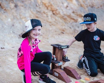 Pista de motocross de madera hecha a mano, juguete de supercross, regalo de cumpleaños