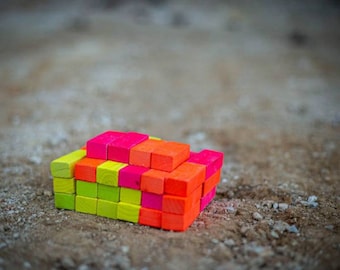 Bloques de madera Tuff hechos a mano, juguete de pista de Supercross, juego de 45