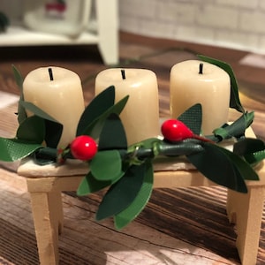 Miniature Dollhouse Christmas Candle Tray, Scale 1:12