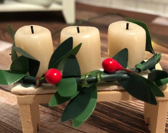 Miniature Dollhouse Christmas Candle Tray, Scale 1:12