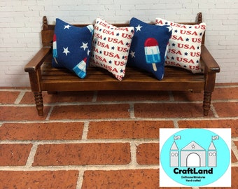 Miniature Dollhouse Independence Day Pillows, Ice Pops, Scale 1:12