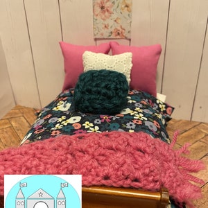 Miniature Dollhouse Bedding Set, Flowers, Scale 1:12