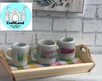 Miniature Dollhouse Easter Mugs, Scale 1:12