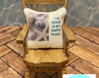 Miniature Dollhouse Pillow, Happy place, Scale 1:12