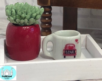 Miniature Dollhouse Valentine's Mug, Scale 1:12