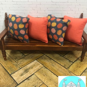 Miniature Dollhouse Pillows, Fall, Pumpkins, Scale 1:12