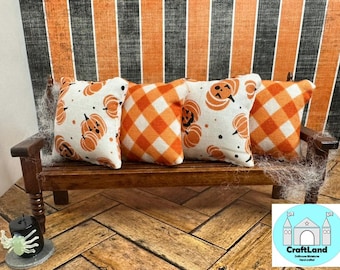 Miniature Dollhouse Pillows, Halloween, Pumpkins, Scale 1:12