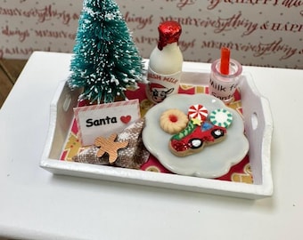 Miniature Dollhouse Christmas Tray, Cookies for Santa, Gingerbread, Scale 1:12