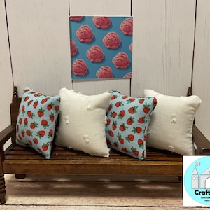 Miniature Dollhouse Summer Pillows, Berries, Scale 1:12