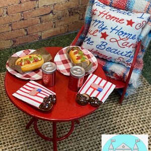 Miniature Dollhouse Patio Set, 4th of July, Scale 1:12