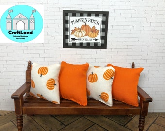 Miniature Dollhouse Pumpkin Pillows, Fall, Scale 1:12