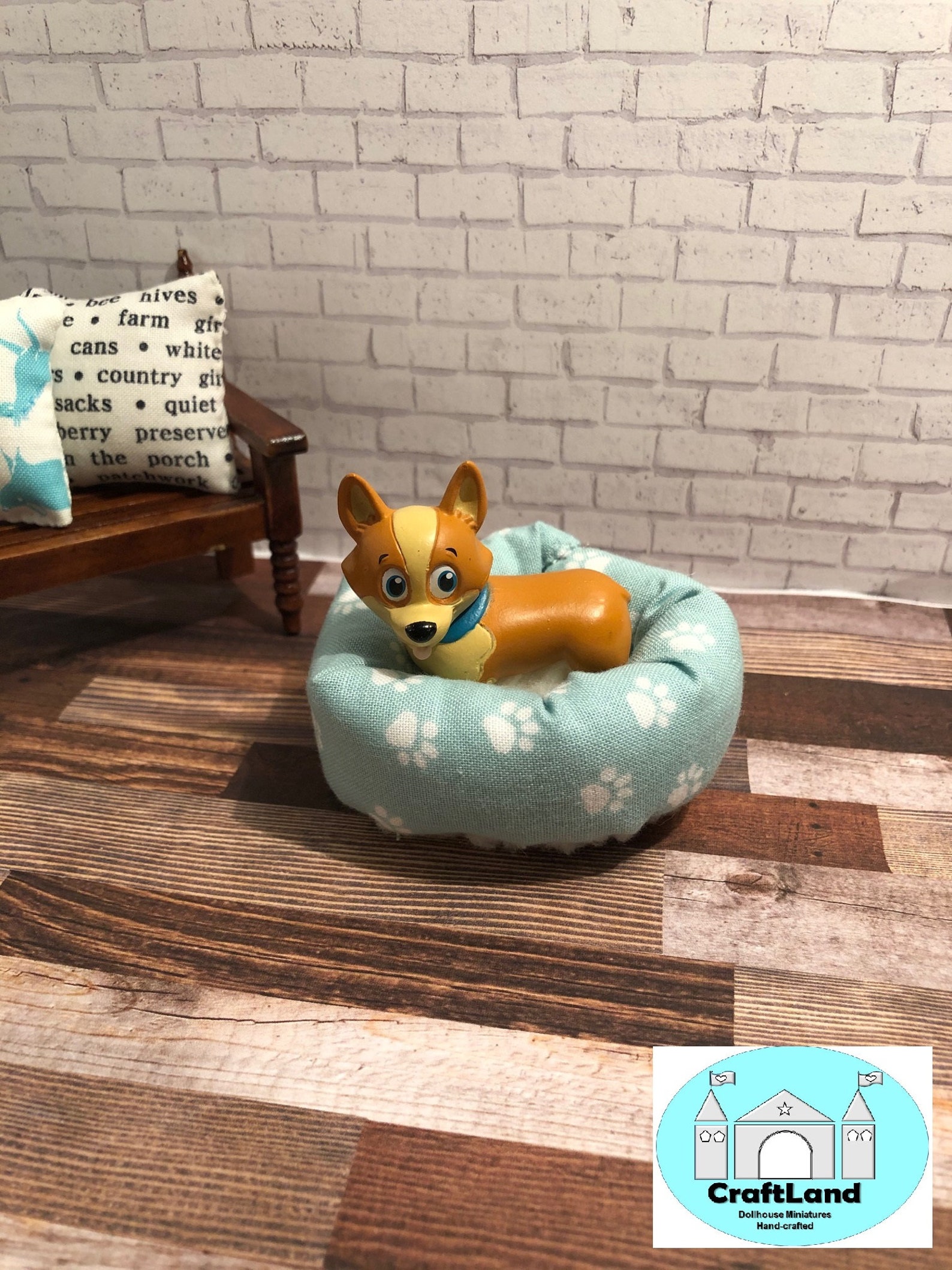Miniature Dollhouse Dog Bed Light Blue Scale 112 Etsy
