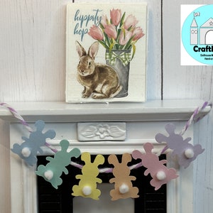 Miniature Dollhouse Easter Garland, Bunnies, Scale 1:12