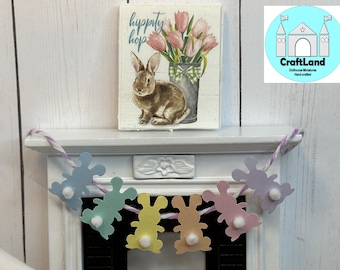 Miniature Dollhouse Easter Garland, Bunnies, Scale 1:12