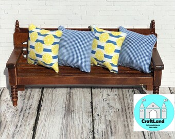 Miniature Dollhouse Summer Pillows, Lemon Set, Scale 1:12