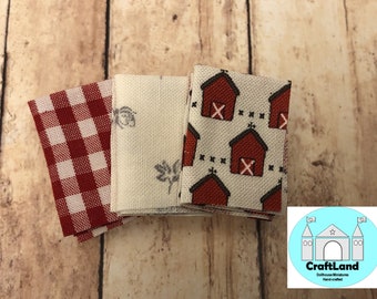 Miniature Dollhouse Kitchen Towels, Farmhouse, Red barn, Scale 1:12