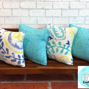 Almohadas de verano para casa de muñecas en miniatura, verde azulado, escala 1:12