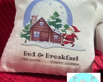 Miniature Dollhouse Christmas Pillow and Blanket, North Pole, Scale 1:12