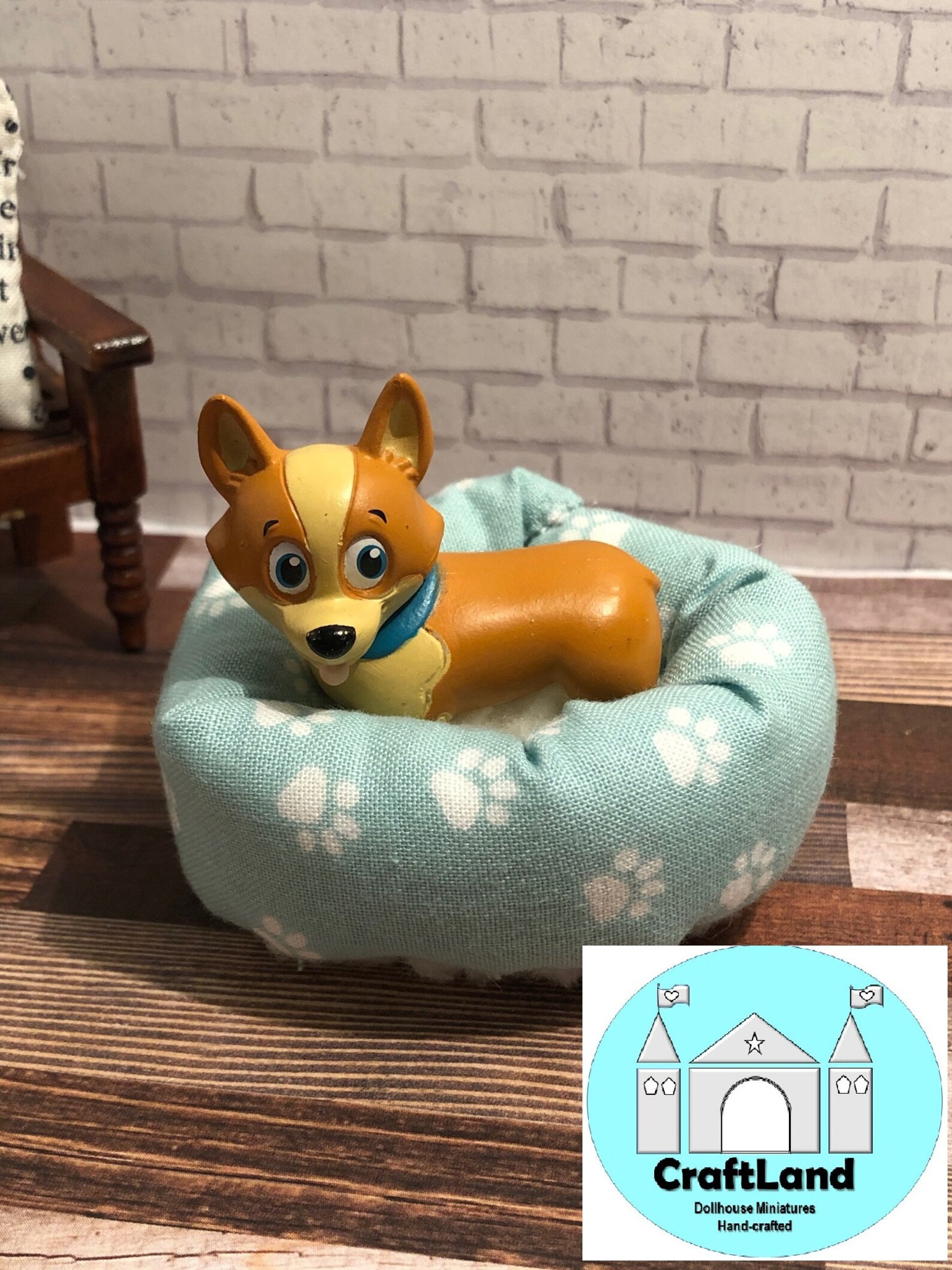 Miniature Dollhouse Dog Bed Light Blue Scale 112 Etsy