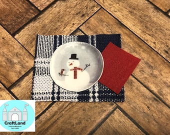 Miniature Dollhouse Christmas Tablemat set, Snowman, Scale 1:12