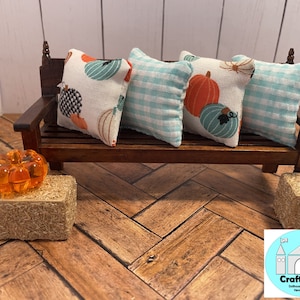 Miniature Dollhouse Pillows Fall, Pumpkins, Scale 1:12