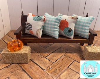 Miniature Dollhouse Pillows Fall, Pumpkins, Scale 1:12