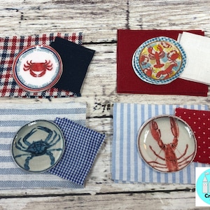 Miniature Dollhouse Table mat set, Seafood, Scale 1:12