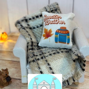 Miniature Dollhouse Pillow, Sweater Weather, Scale 1:12