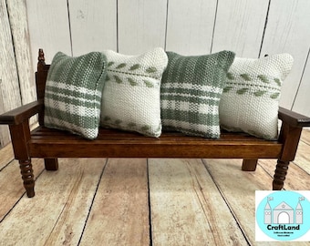 Miniature Dollhouse Pillows, Farmhouse, Olive, Scale 1:12