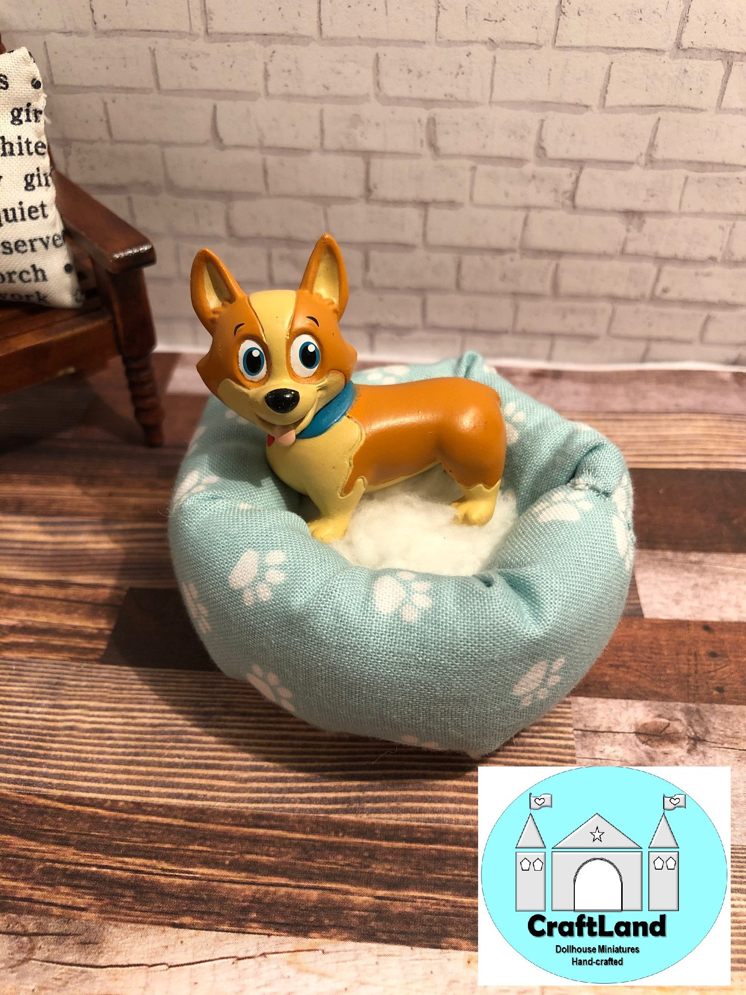 Miniature Dollhouse Dog Bed Light Blue Scale 112 Etsy