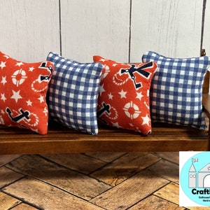 Miniature Dollhouse Pillows, Summer, Nautical, Scale 1:12