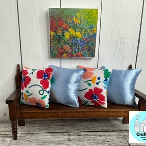 Miniature Dollhouse Pillow Set, Spring flowers, Scale 1:12